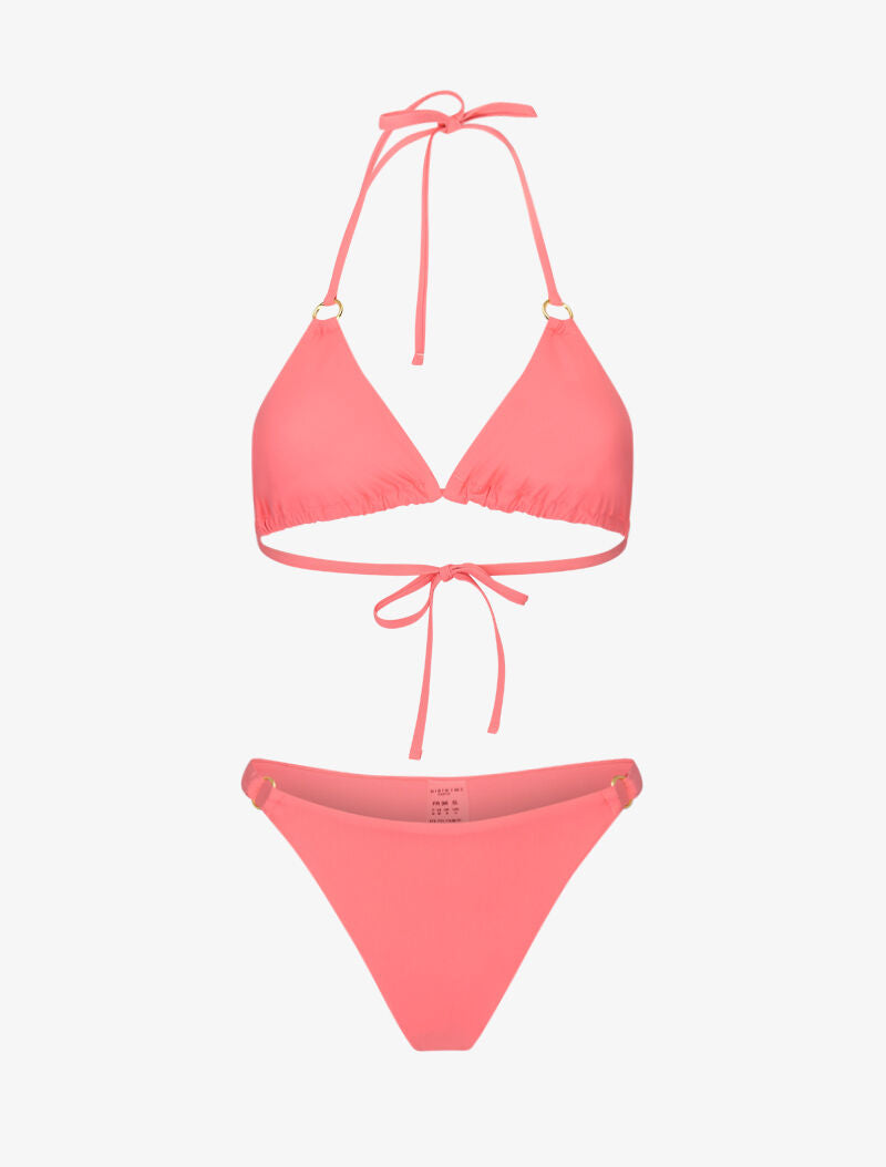 Bikini triangle à anneaux dorés - rose - 3