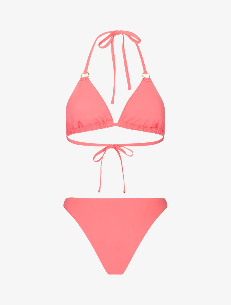 Bikini triangle à anneaux dorés - rose - 2