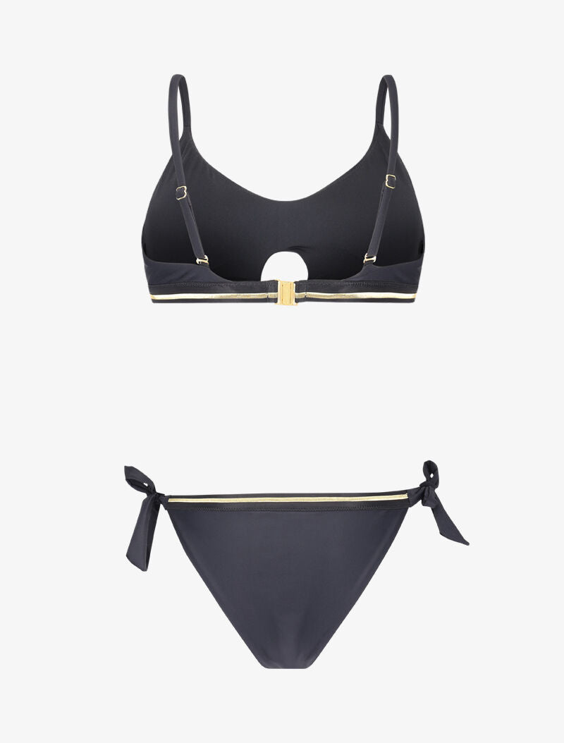 Bikini brassière à bandes dorées - noir - 2