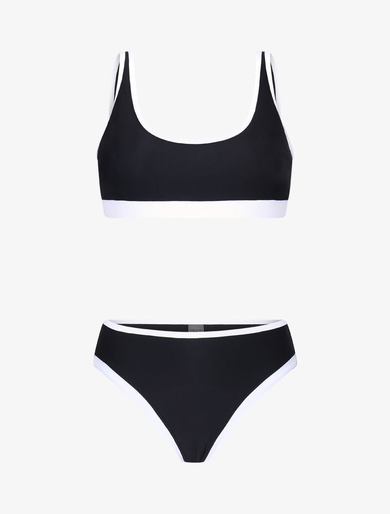 Bikini brassière à bords contrastants - noir - 1