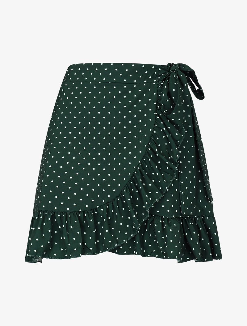 Mini jupe volantée à imprimés - vert - 2