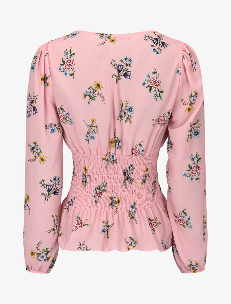 Top boule à imprimé fleurs des champs - rose - 2