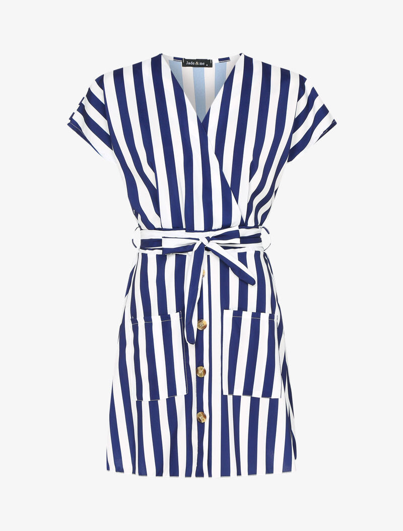 Robe patineuse à rayures - marine - 3