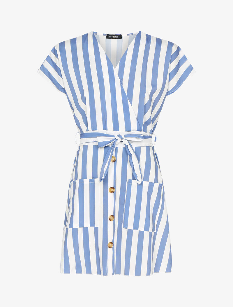 Robe patineuse à rayures - bleu - 3