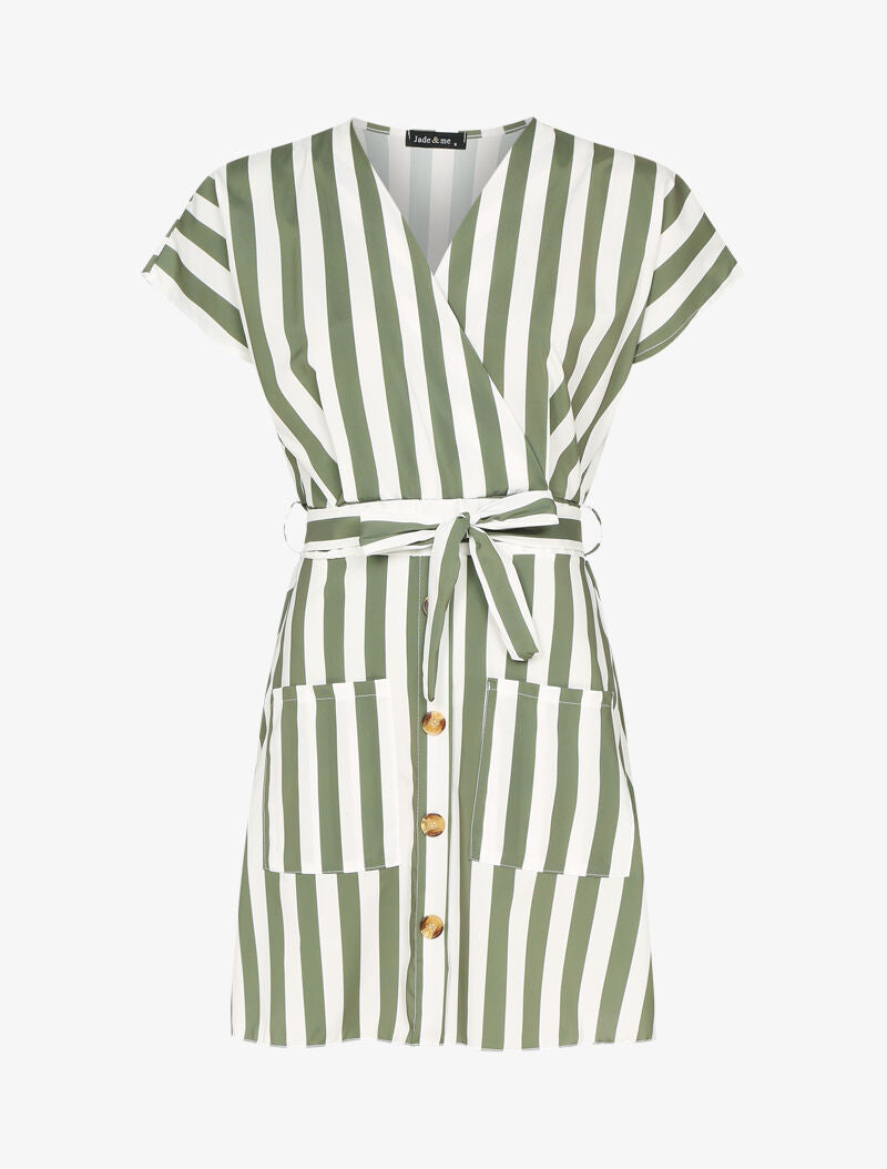 Robe patineuse à rayures - kaki - 3