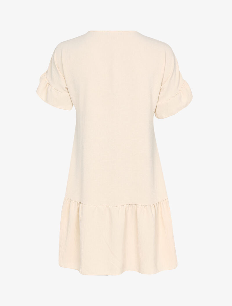 Robe trapèze à volants - beige - 2