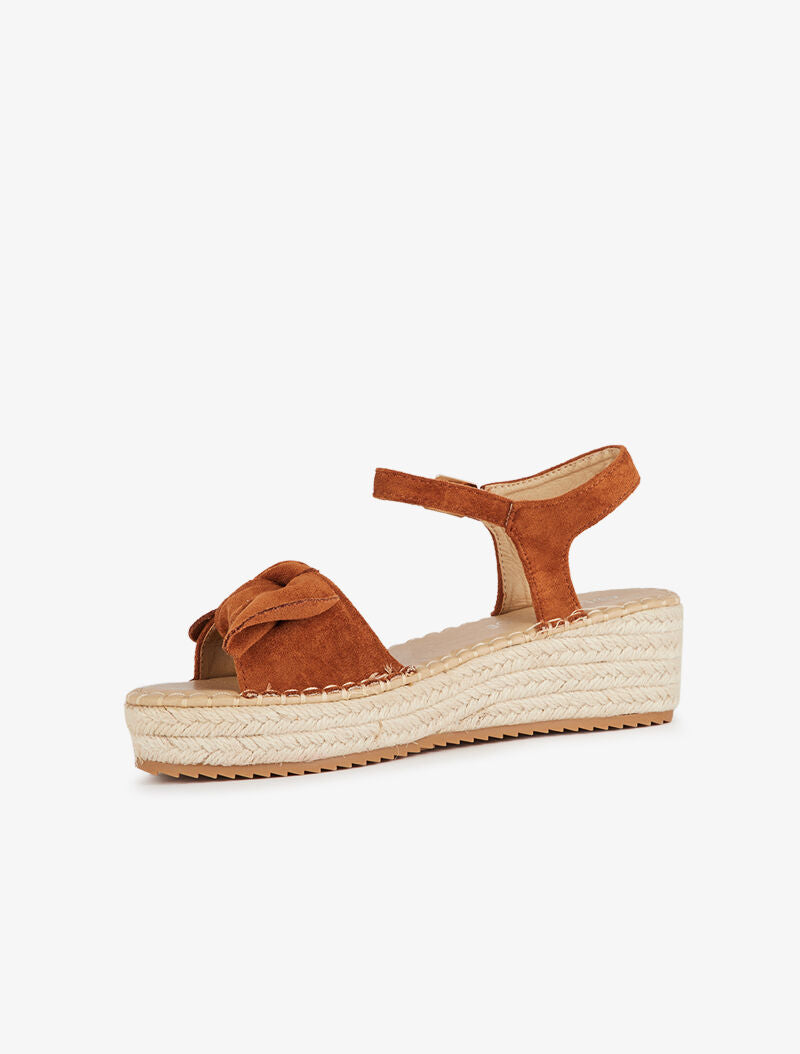 Nu-pieds à plateforme à ganse effet nouer - camel - 4