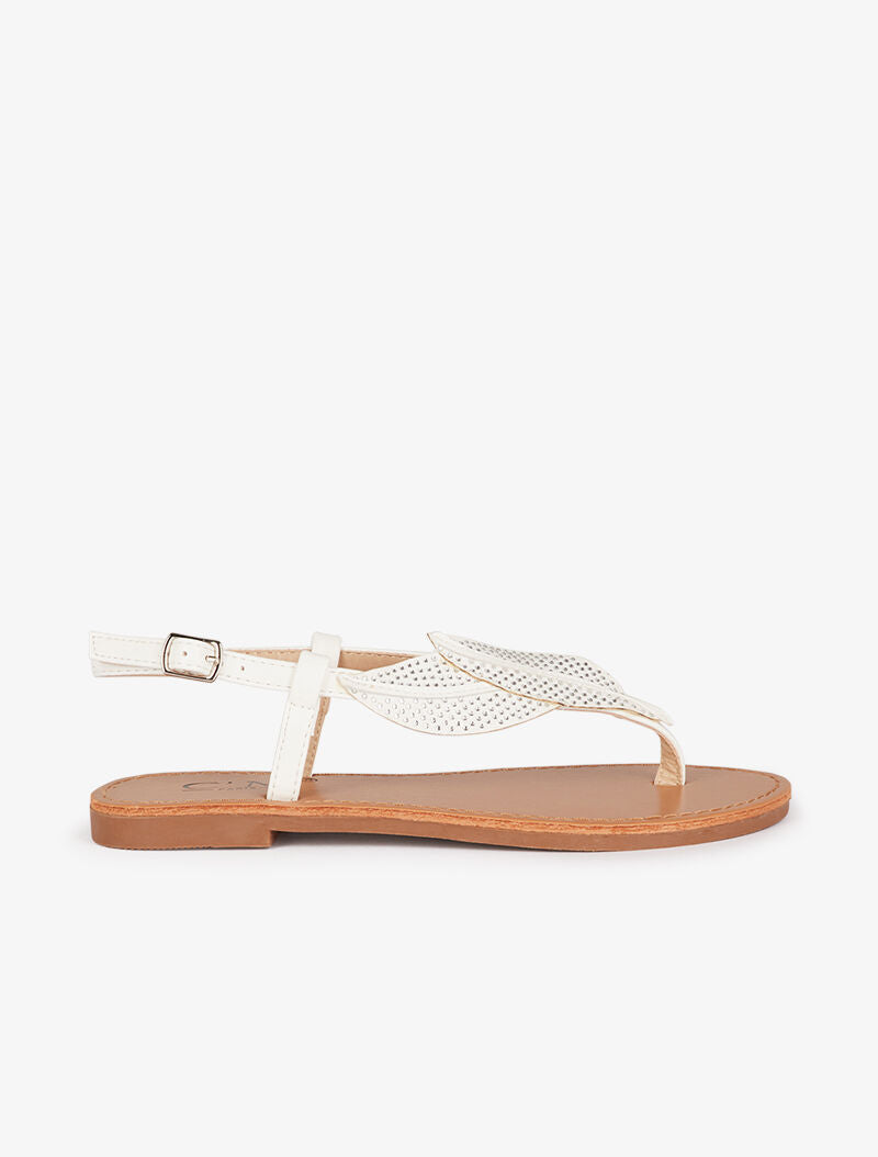 Nu-pieds à double feuille strassées - blanc - 2