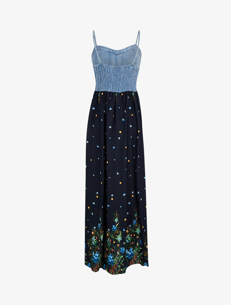 Robe à buste effet jean et imprimés - noir - 3