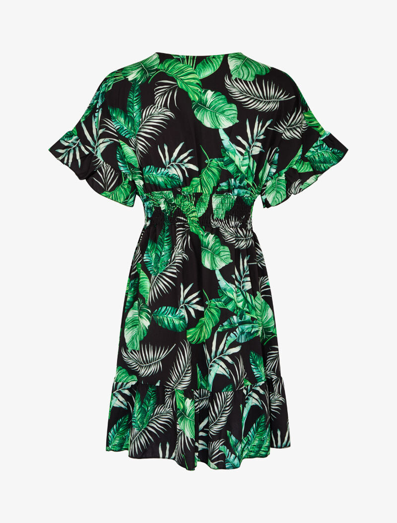 Robe imprimée à bords volantés - noir - 2