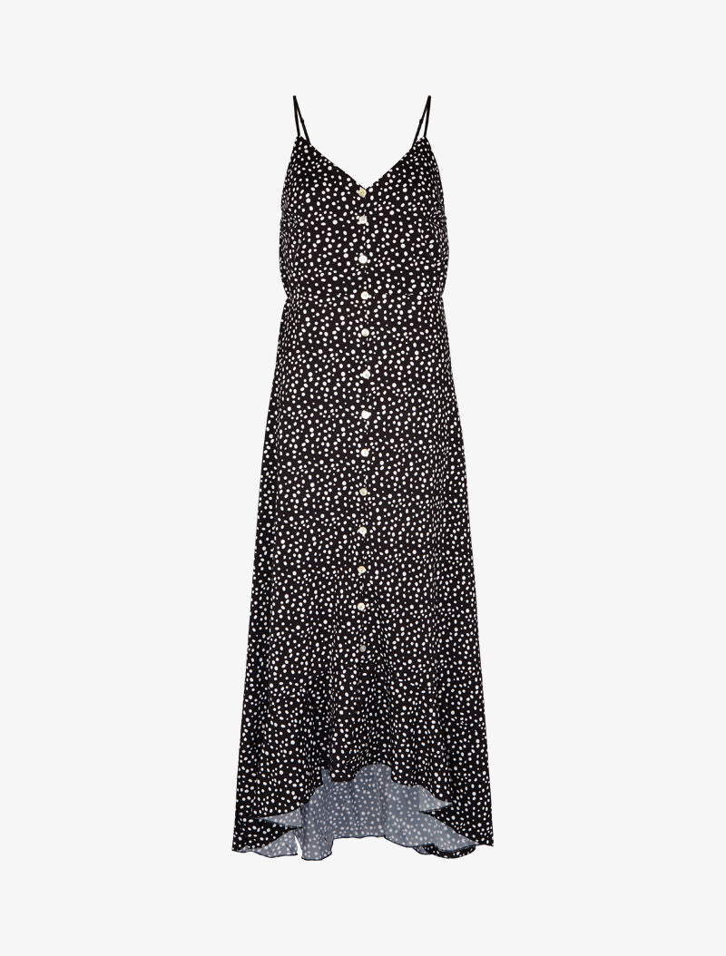 Robe à basque asymétrique imprimé à pois - noir - 2