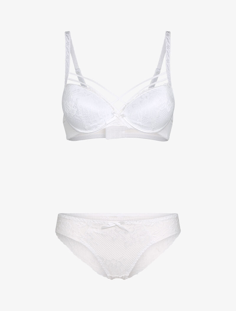 Ensemble à motif fleur graphique en dentelle - blanc - 1