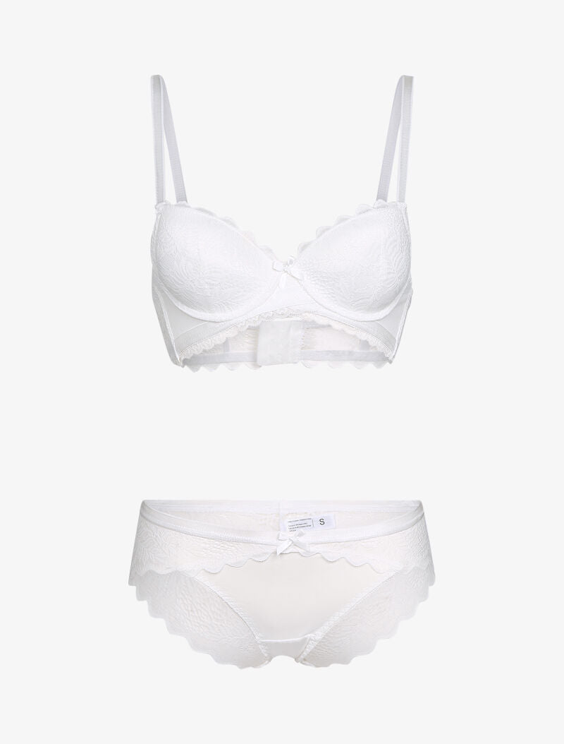 Ensemble en dentelle style feuillages - blanc - 1
