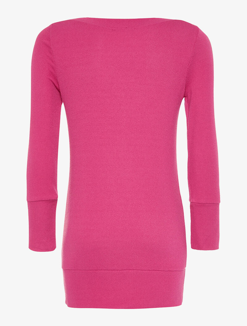 Robe-pull col à perles strassées - fushia - 2