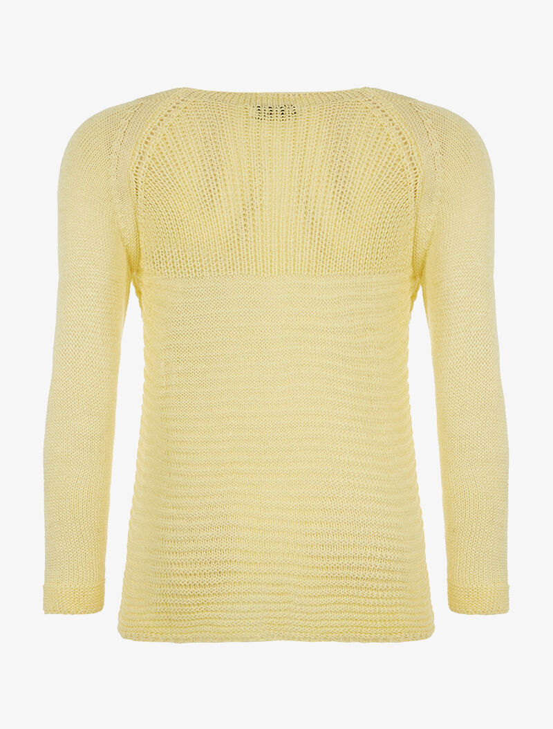 Pull maille ajourée - jaune - 2