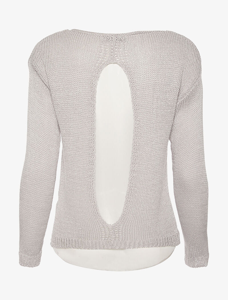 Pull dos ouvert à voile - gris - 2