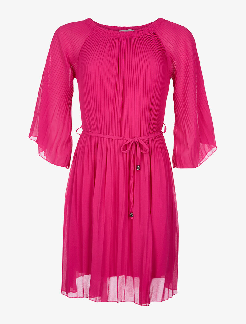 Robe plissée ceinturée - fushia - 3