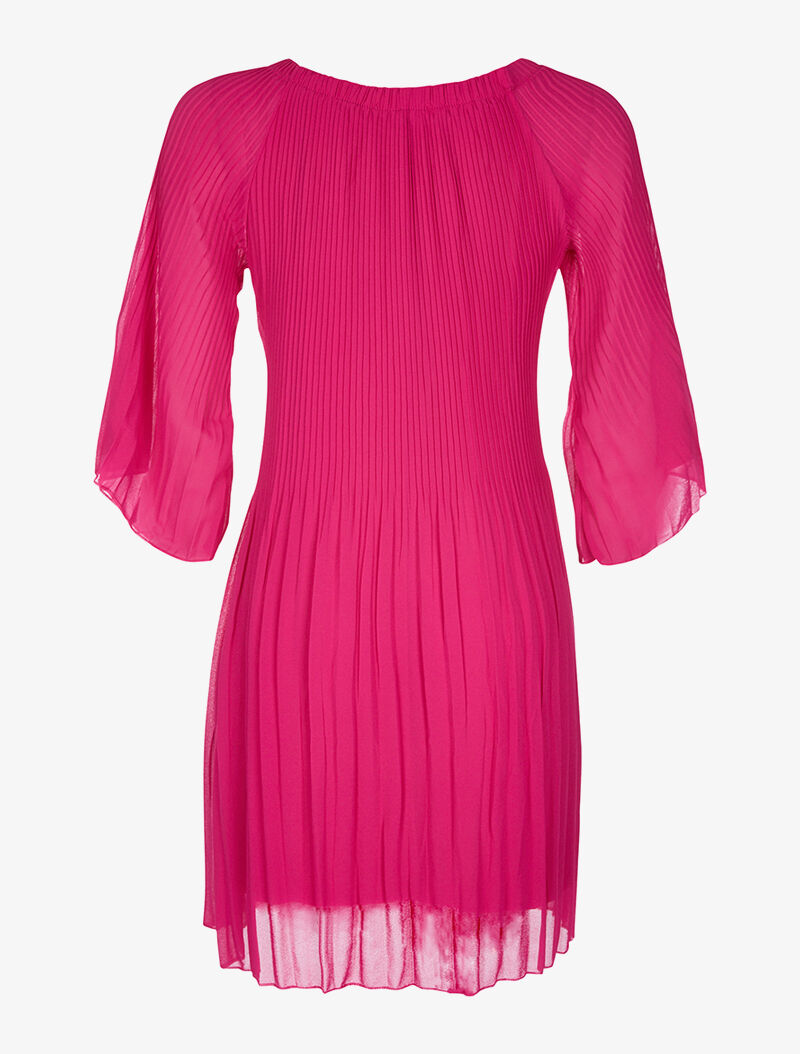 Robe plissée ceinturée - fushia - 2