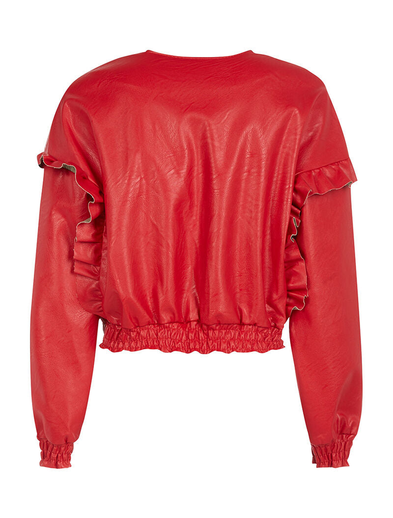 Veste en simili côtés volantés - rouge - 2