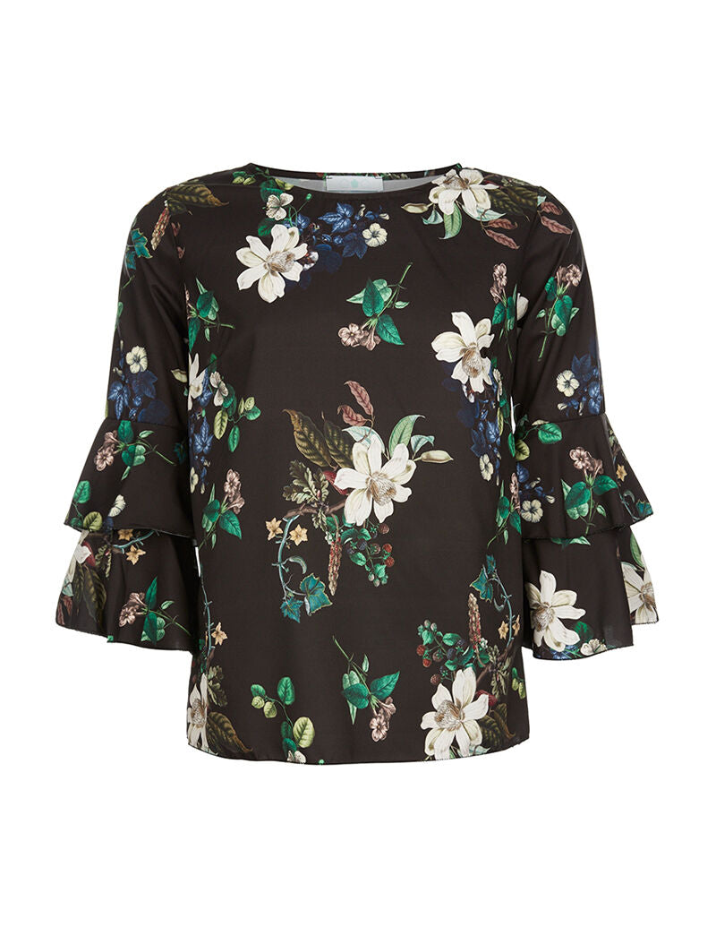 Top fluido maniche 3/4 - nero