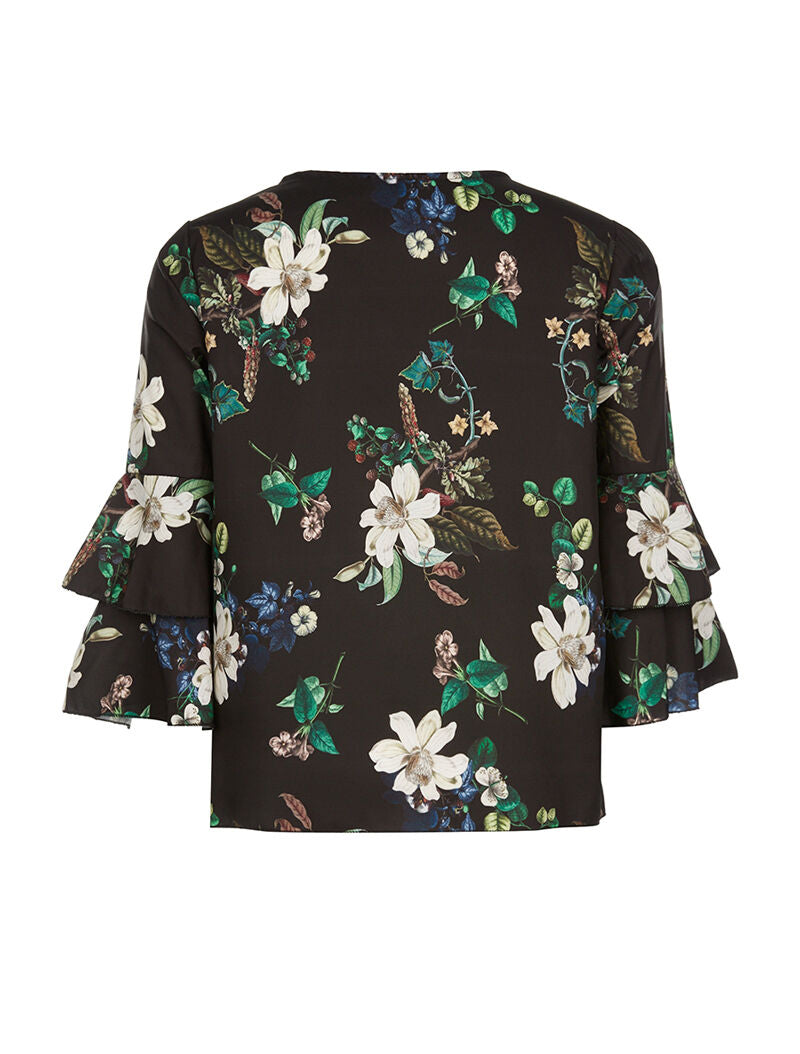 Top fluido maniche 3/4 - nero