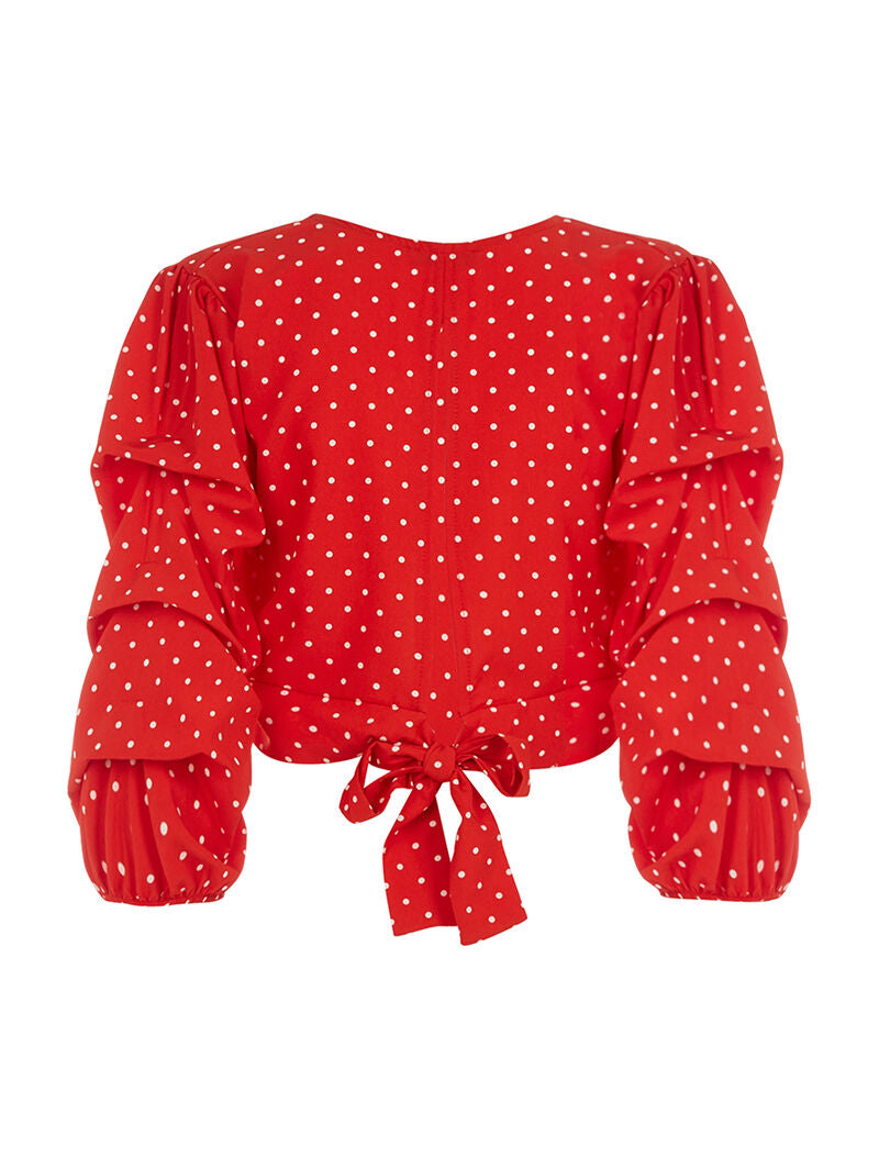 Crop top à pois - rouge - 5