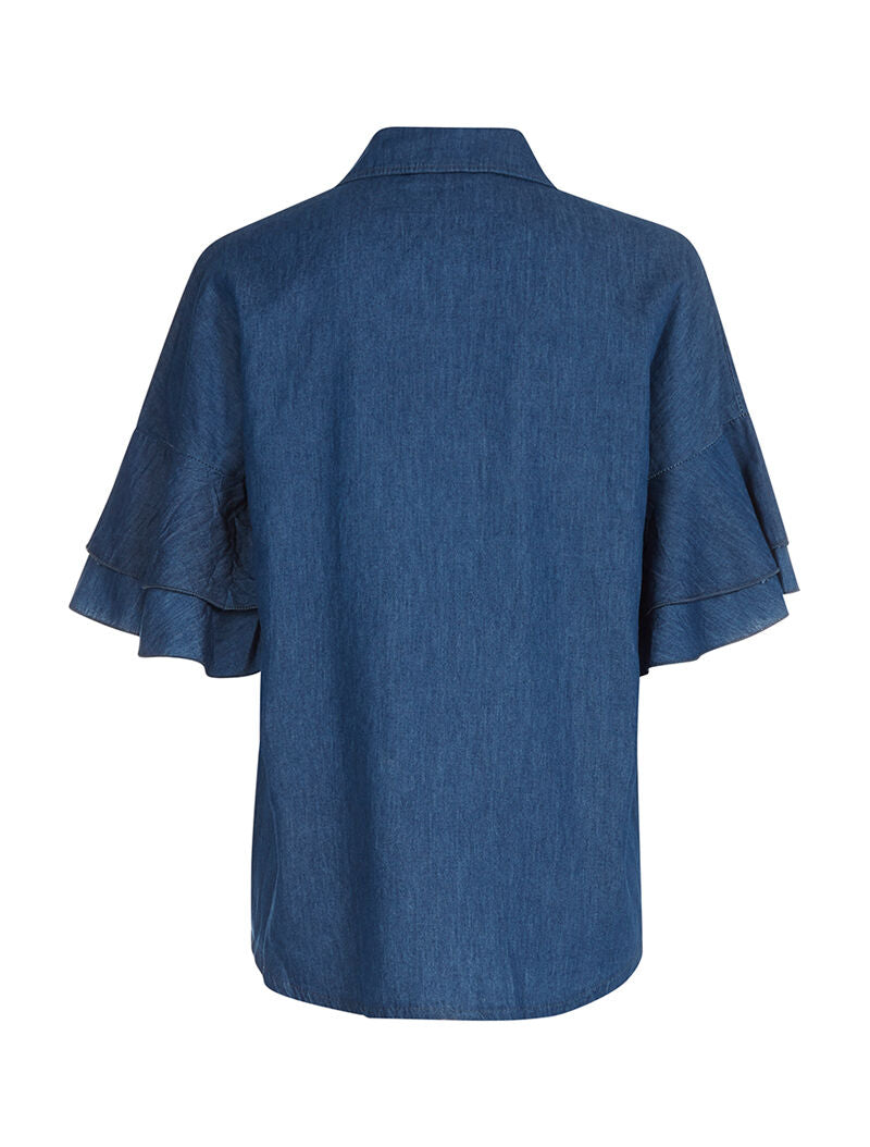 Chemise à manches volantées - denim - 2