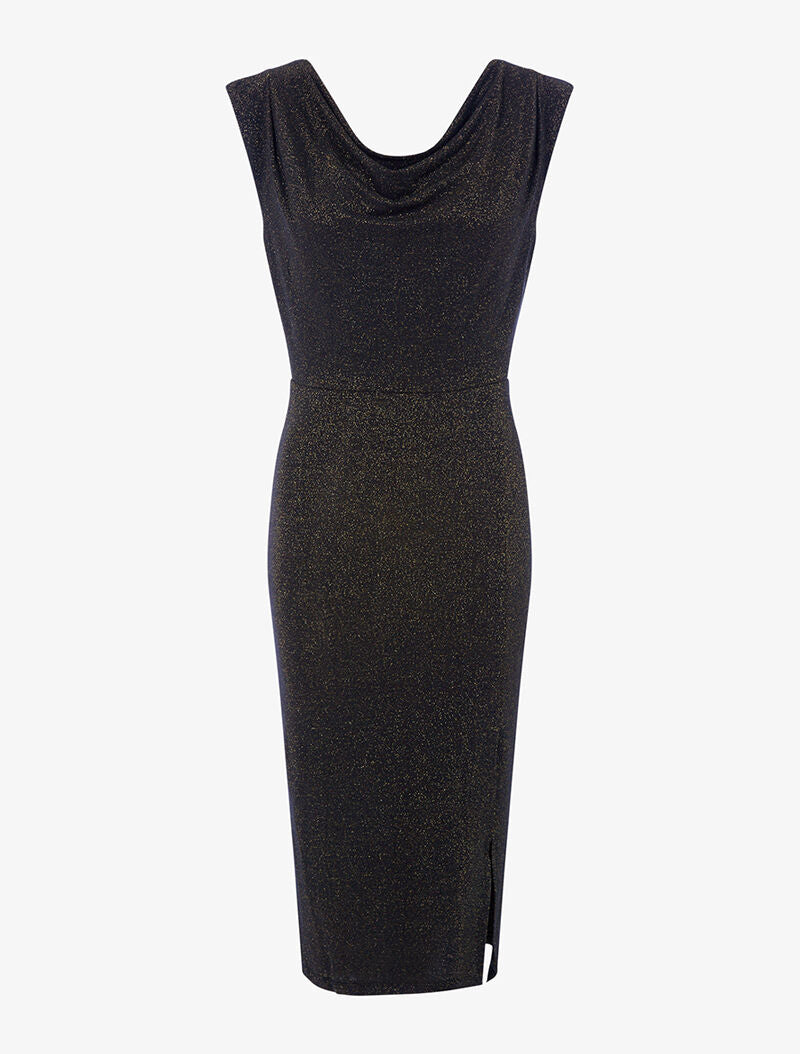 Robe mi-longue scintillante - or - 2