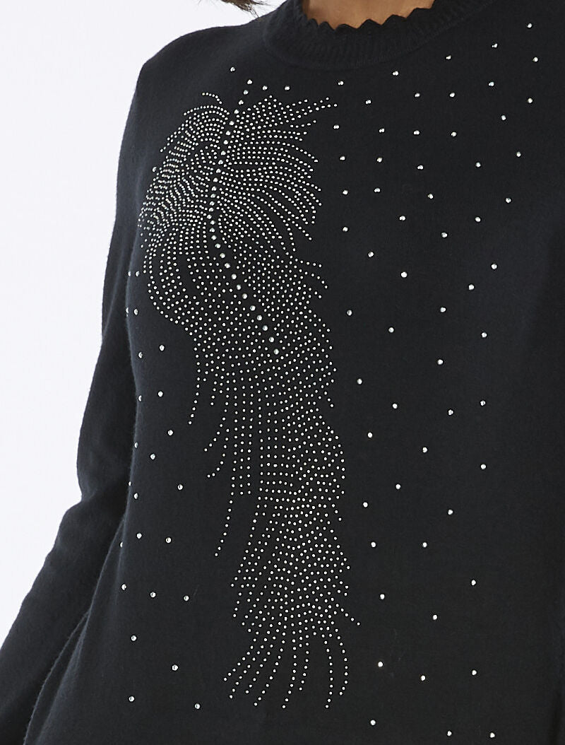 Pull basic plume en strass - noir - 3
