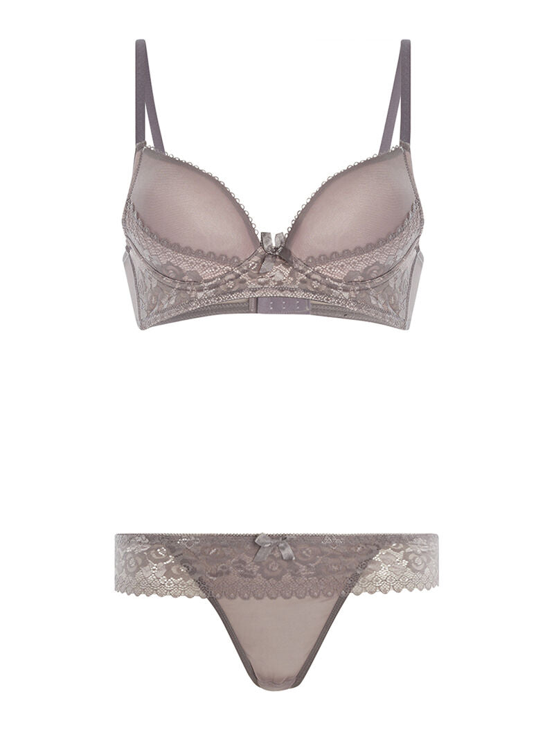 Ensemble SG et string à dentelle - gris - 3