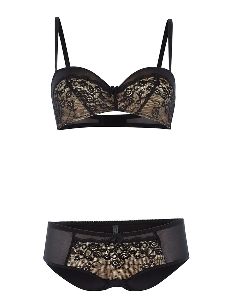 Ensemble SG corbeille dentelle et culotte - noir - 1