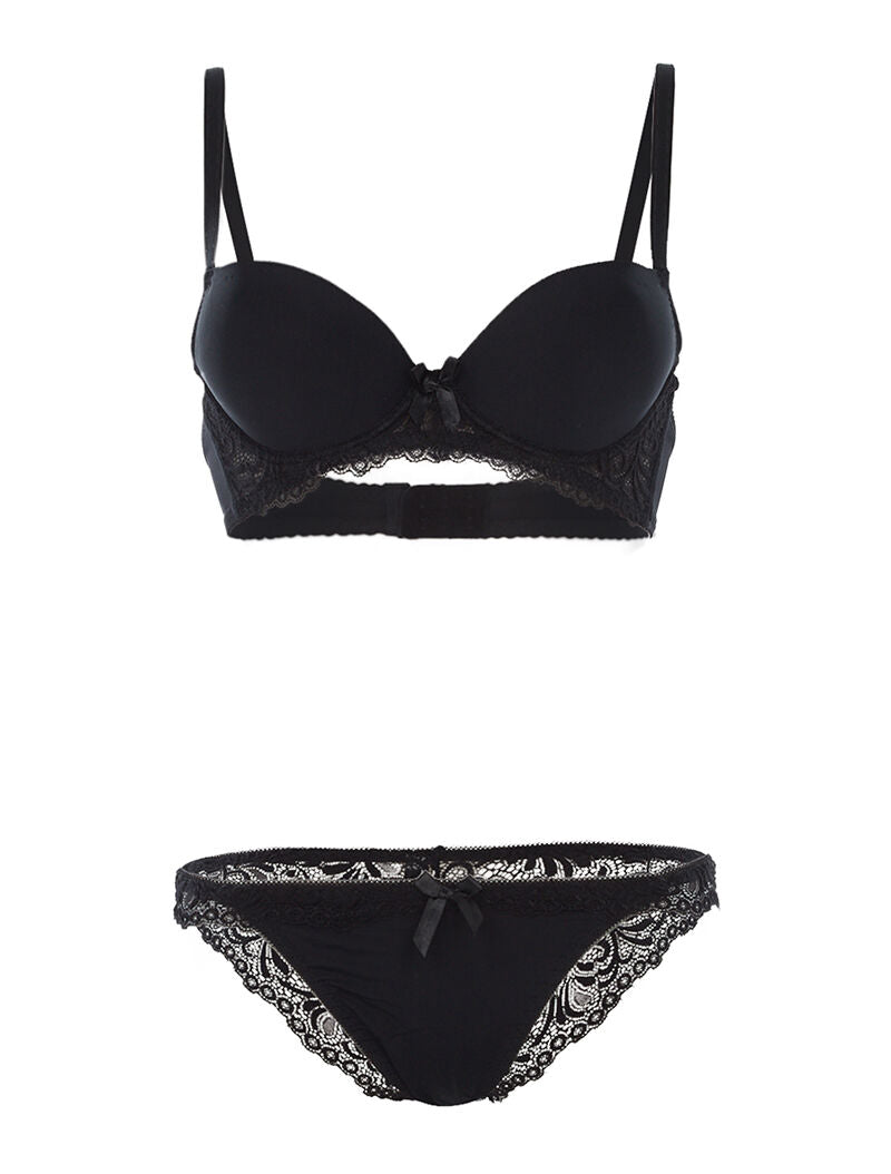 Ensemble SG et culotte à bord dentelle - noir - 3