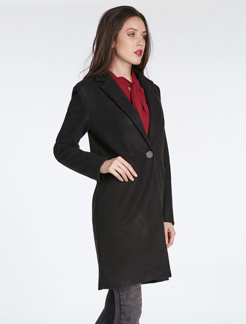 Manteau fermeture un bouton - noir - 3