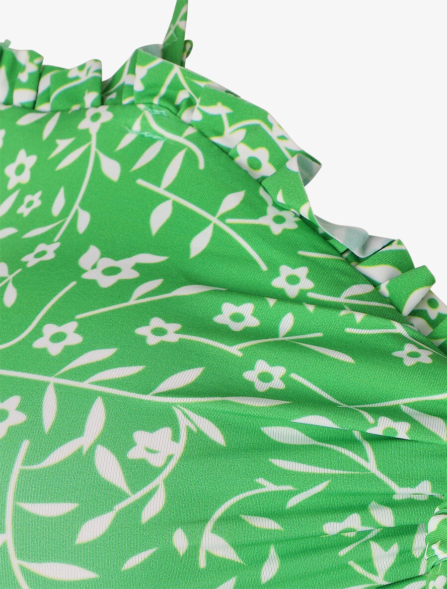 Bikini à manches courtes à imprimé fleuri - Vert - 3