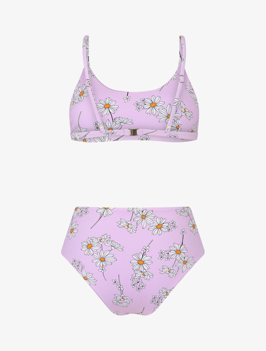 Bikini à imprimé pâquerettes et chouchou - Lilas - 2