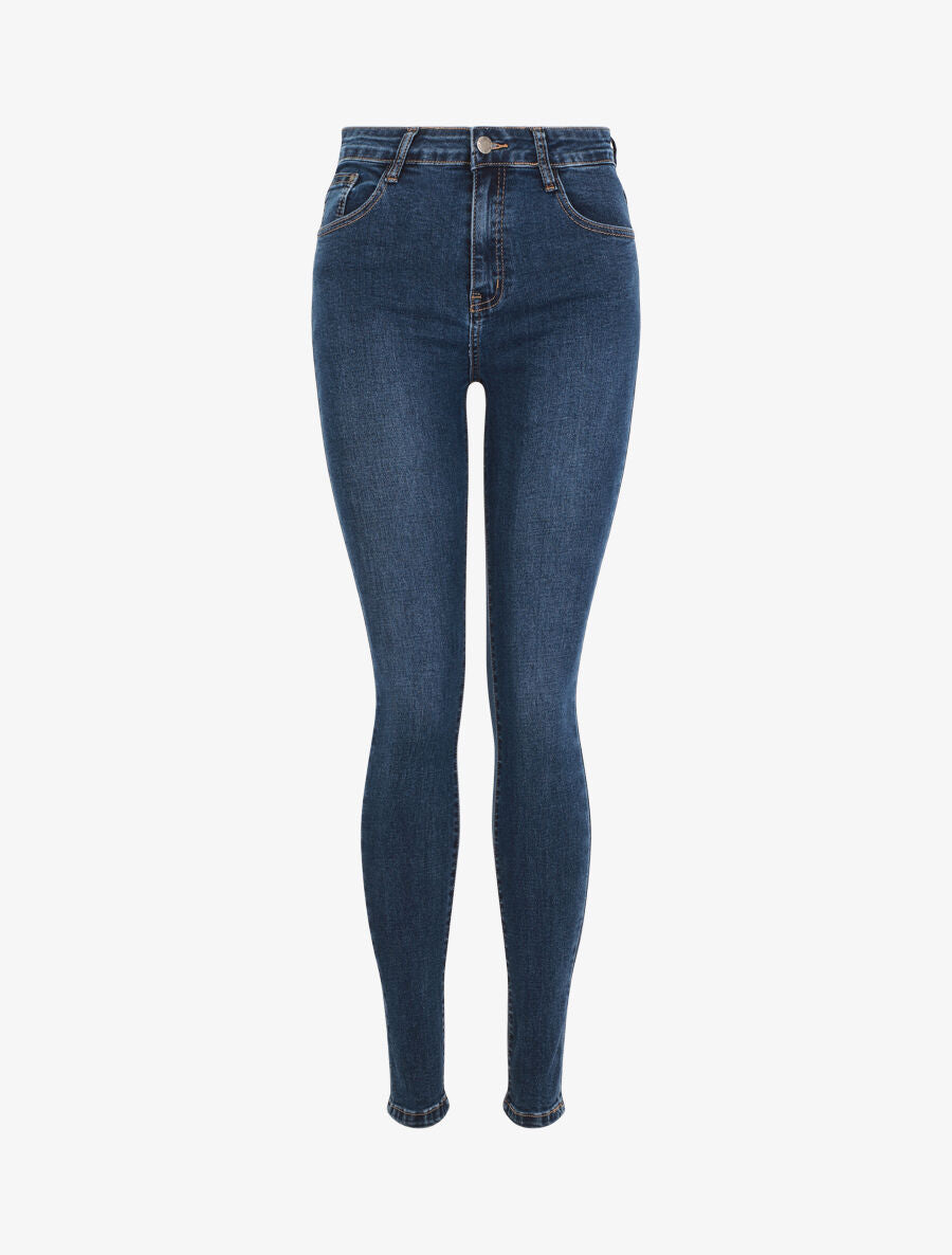 Jean skinny grande taille - Bleu - 4