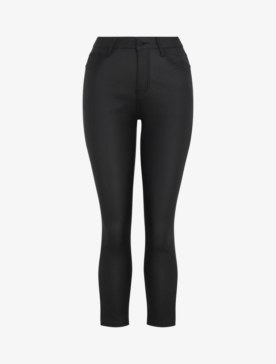 Jean skinny ciré taille haute - Noir - 1