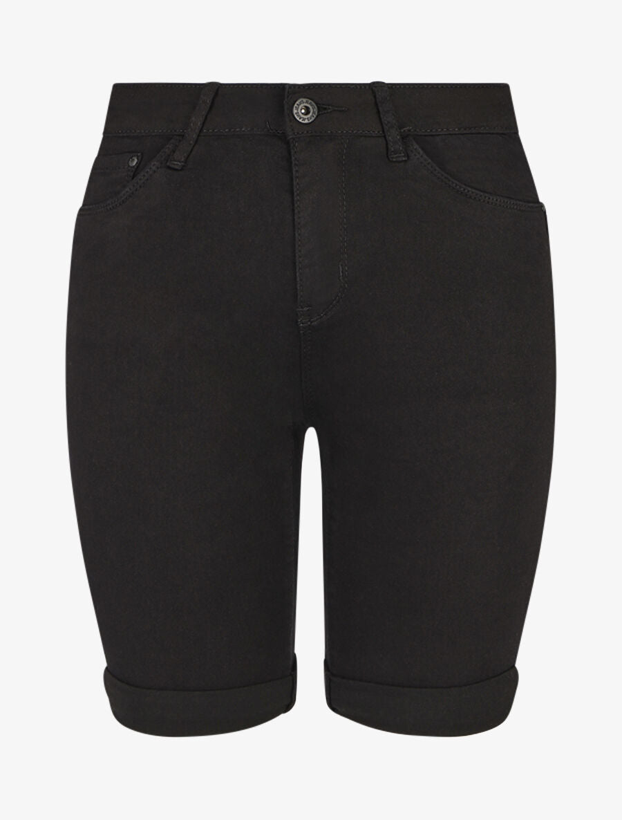 Bermuda push up uni coupe droite - Noir - 1