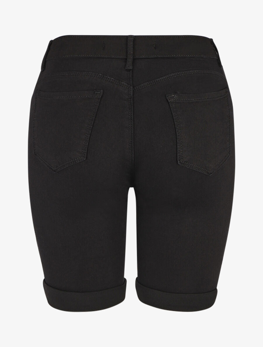 Bermuda push up uni coupe droite - Noir - 2