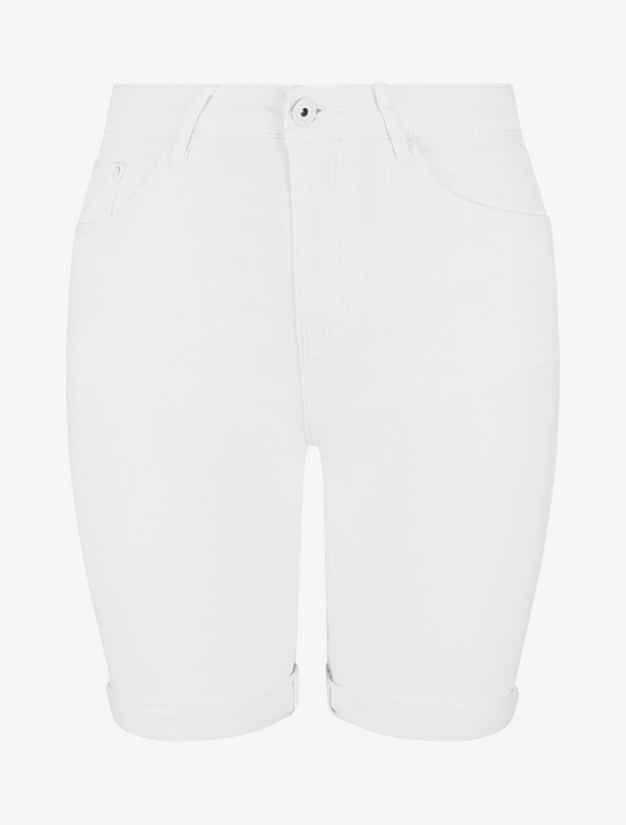 Bermuda push up uni coupe droite - Blanc - 1