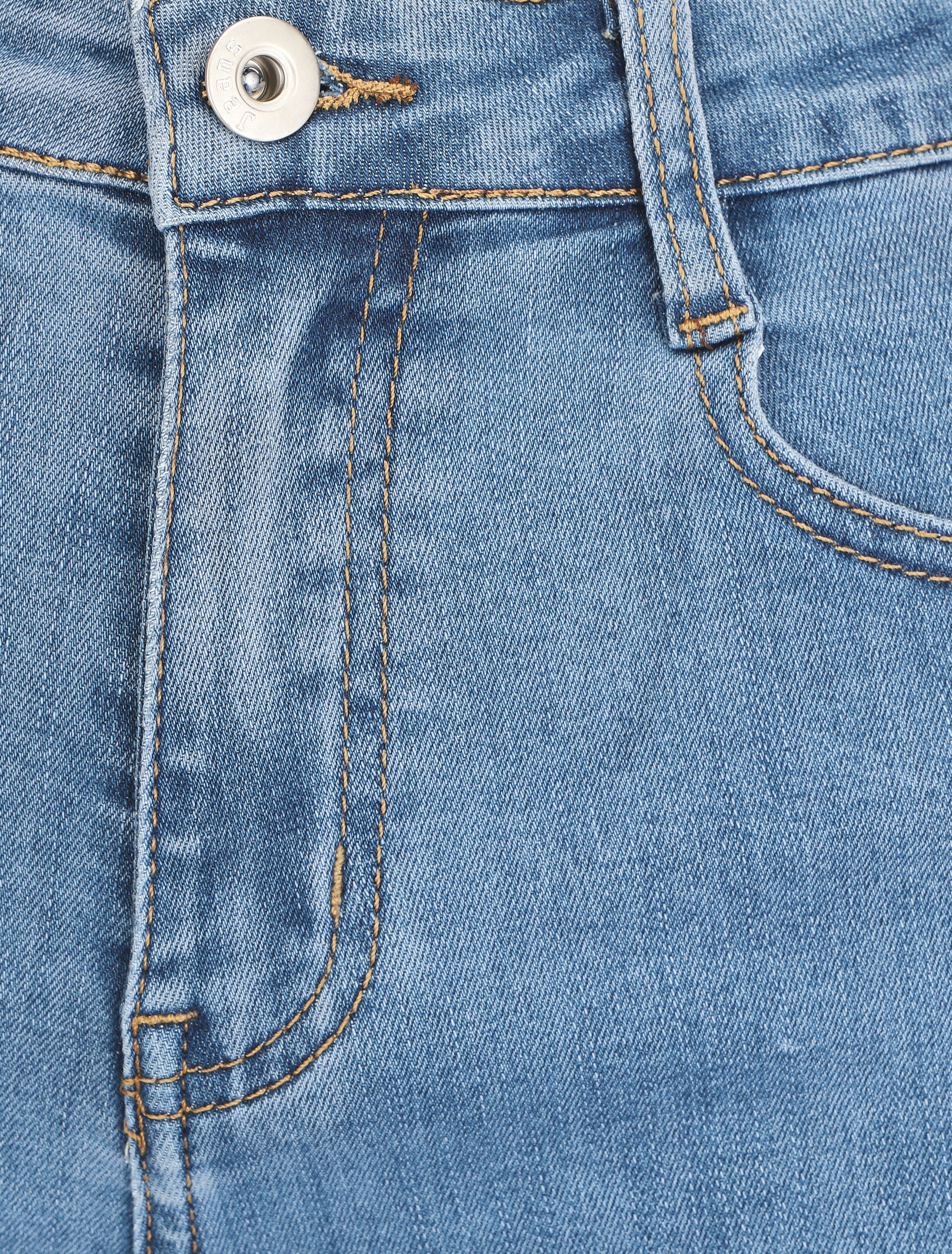 Short en jean droit taille haute - Bleu - 3