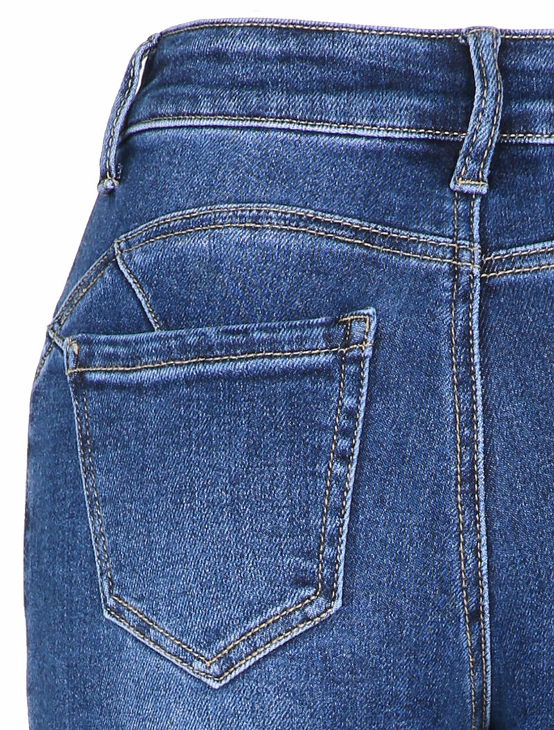 Jeans skinny taille haute délavé - Bleu denim - 3