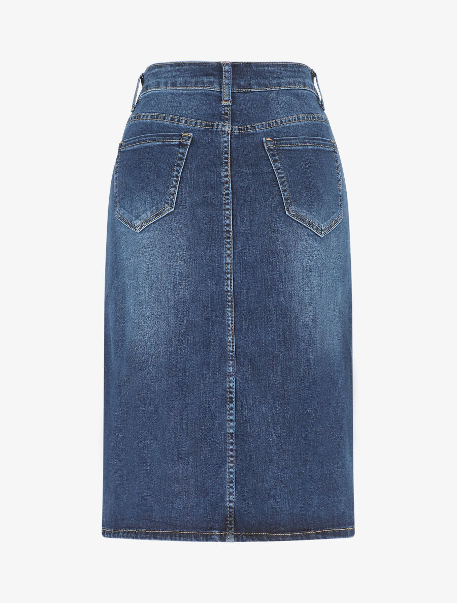 Jupe en jean à boutons - Bleu - 2