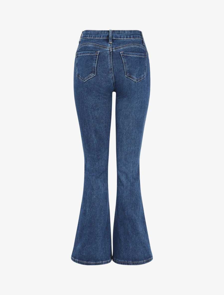 Jean flare uni taille standard - Bleu - 2