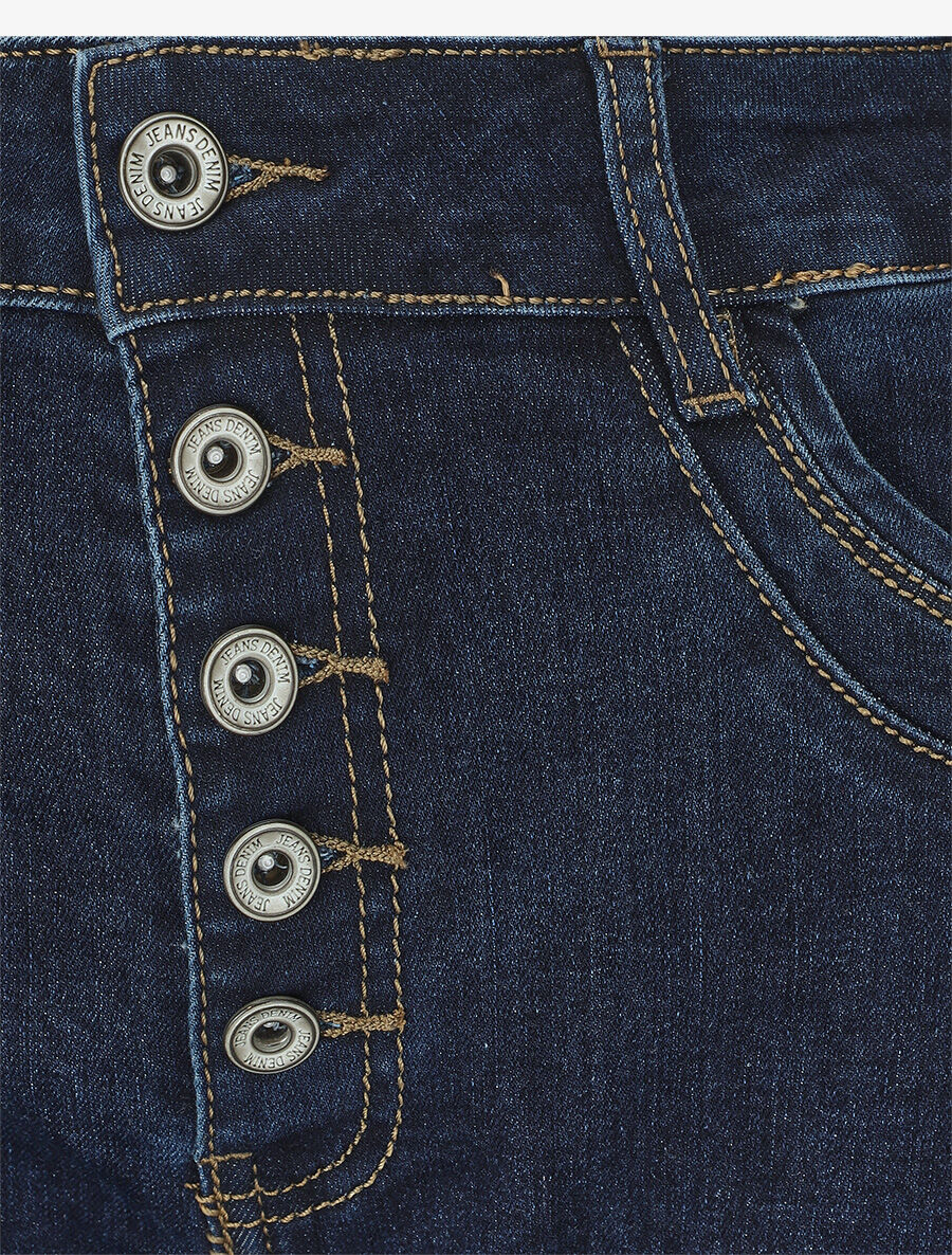 Jean à taille haute coupe mom fit - Bleu - 3
