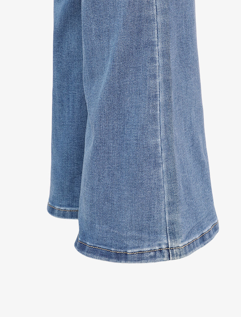 Jean flare délavé extra long à taille standard - Bleu - 3