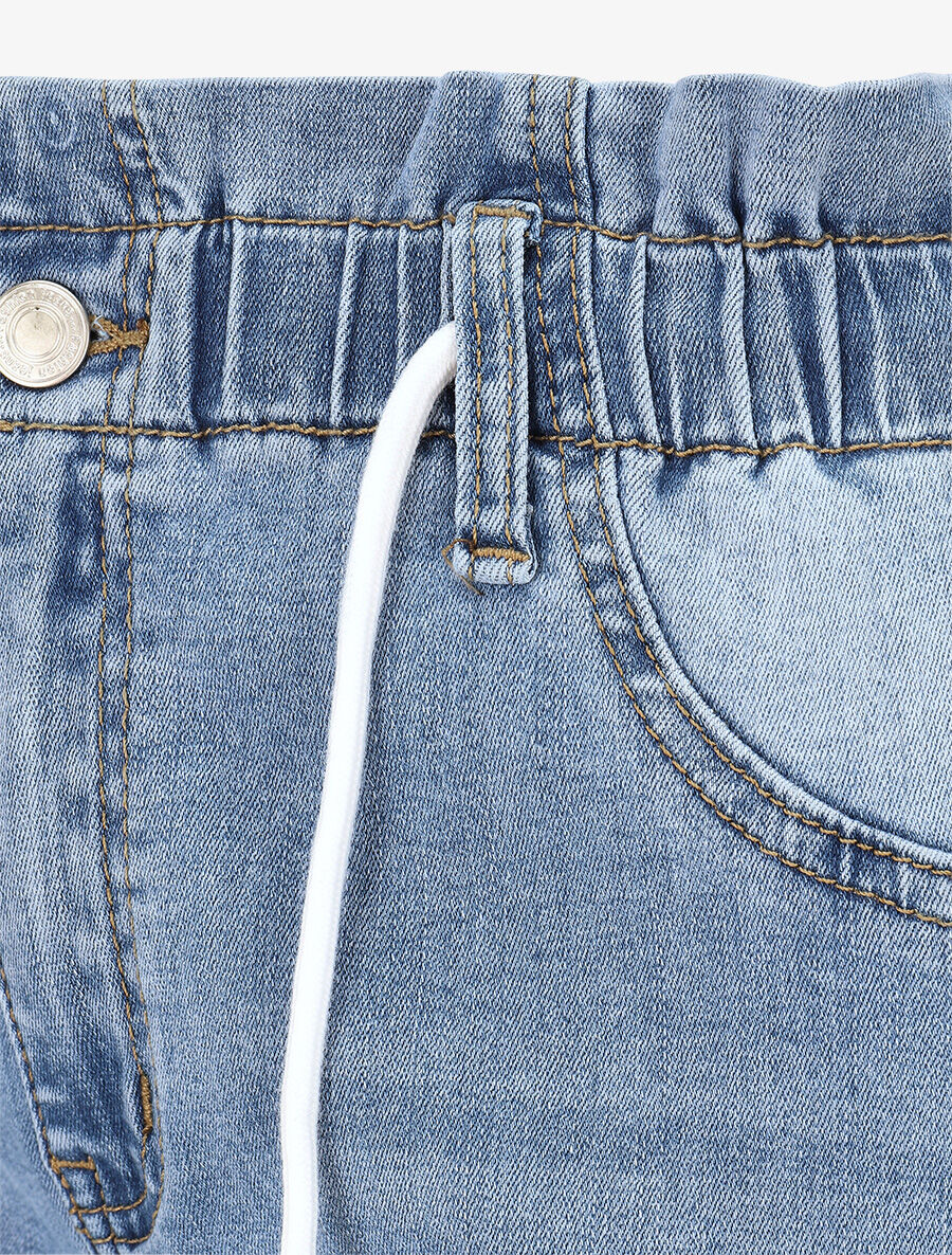 Jean droit taille haute élastiquée - Bleu - 3