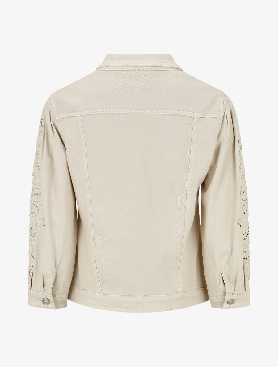 Veste en jean à manches longues stylisées - Beige - 2