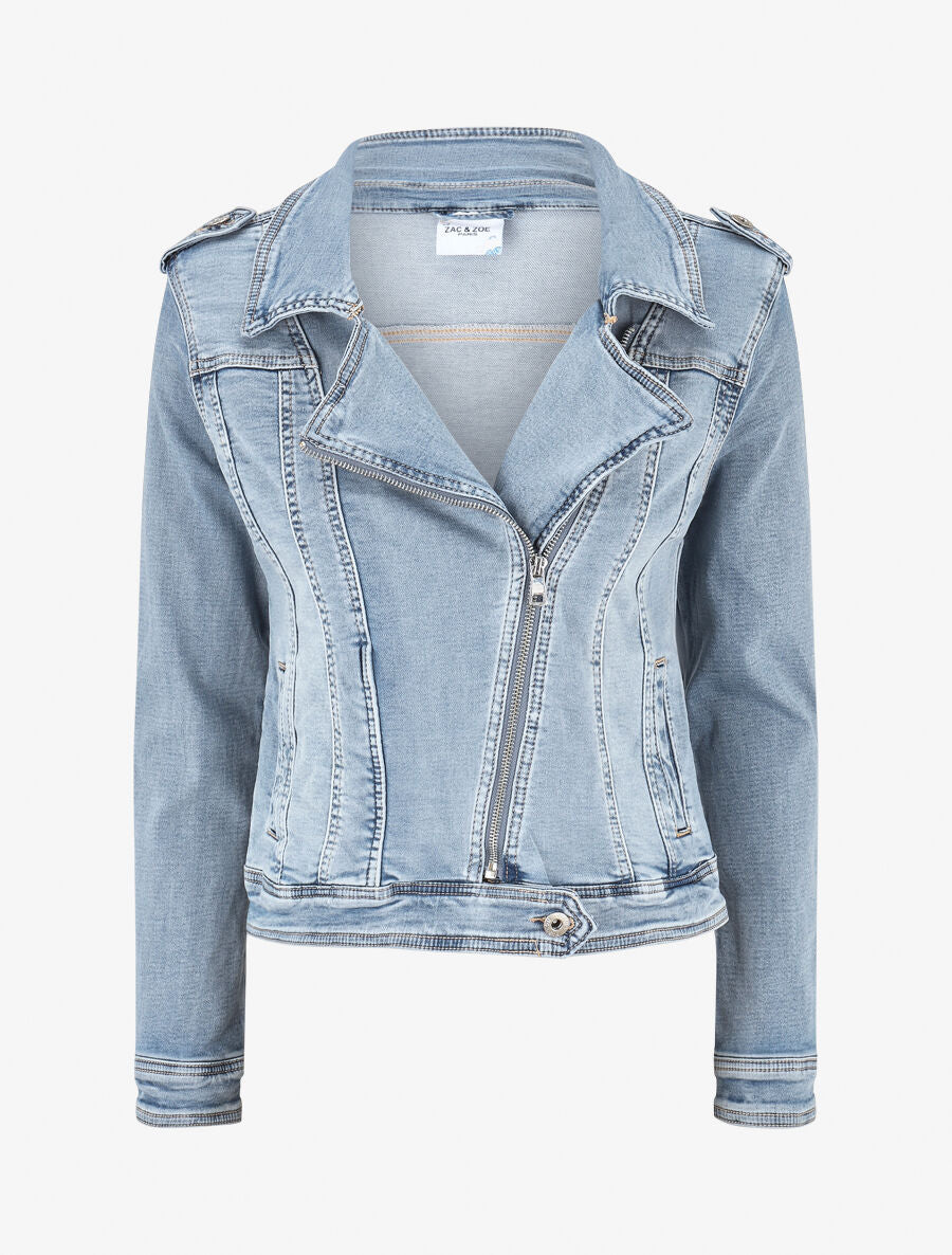 Veste en jean zippée - Bleu - 1