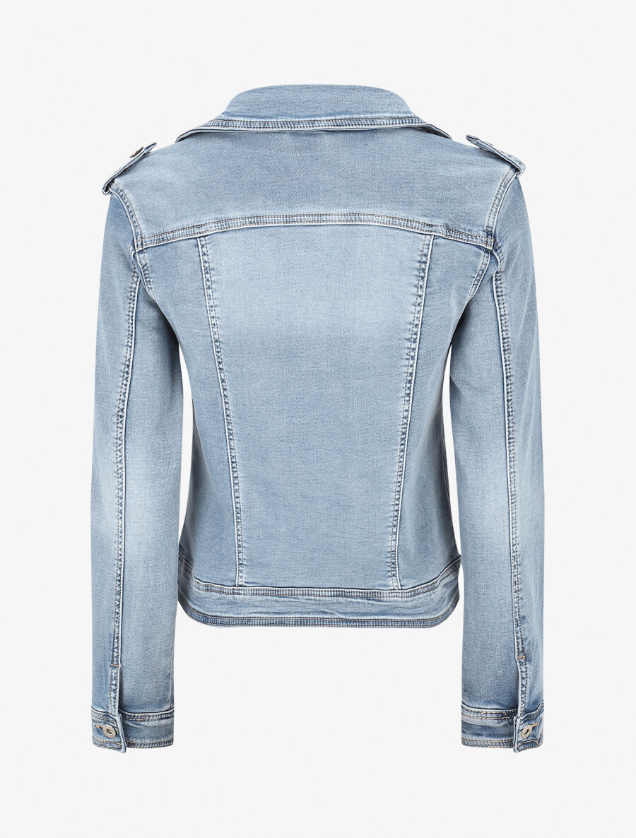 Veste en jean zippée - Bleu - 2